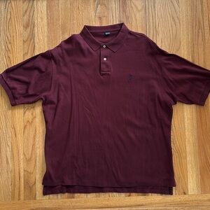 Vintage 80s Polo Ralph Lauren Burgundy Solid Maroon Polo Shirt Men XL Made USA